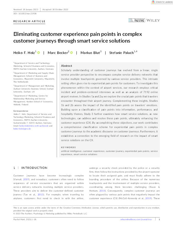 Eliminating customer experience pain points in complex customer journeys through smart service solutions Thumbnail
