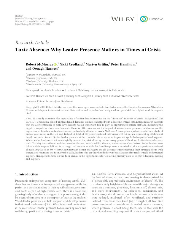 Toxic Absence: Why Leader Presence Matters in Times of Crisis Thumbnail