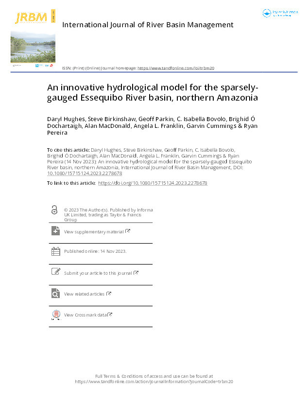 An innovative hydrological model for the sparsely-gauged Essequibo River basin, northern Amazonia Thumbnail