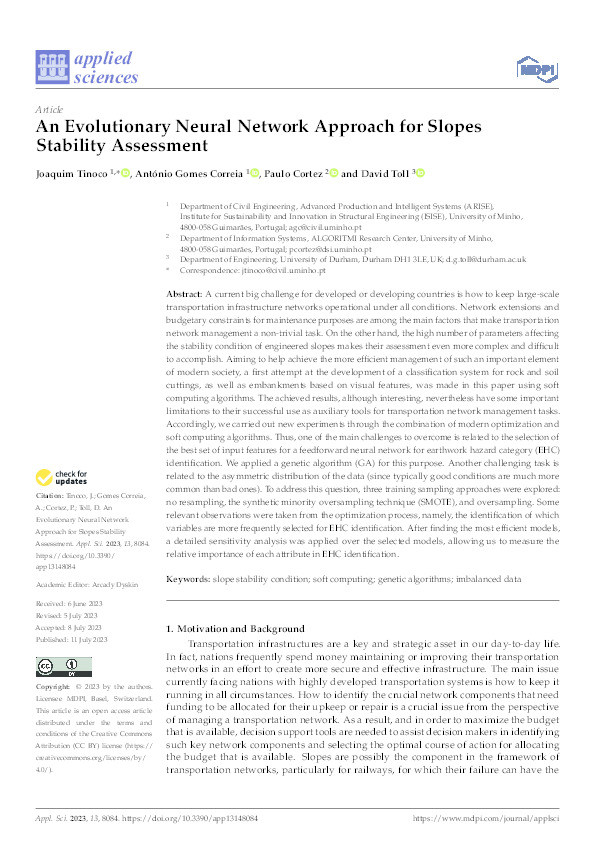 An Evolutionary Neural Network Approach for Slopes Stability Assessment Thumbnail