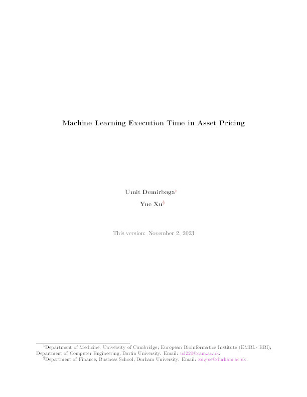 Machine Learning Execution Time in Asset Pricing Thumbnail