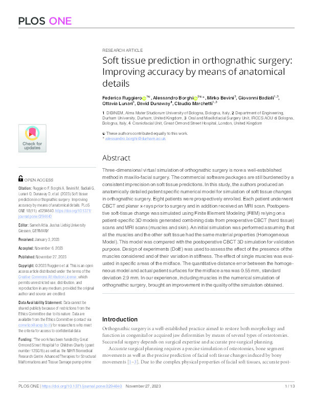 Soft tissue prediction in orthognathic surgery: Improving accuracy by means of anatomical details Thumbnail