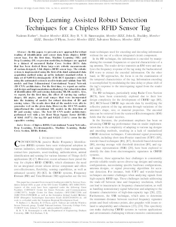Deep Learning Assisted Robust Detection Techniques for a Chipless RFID Sensor Tag Thumbnail