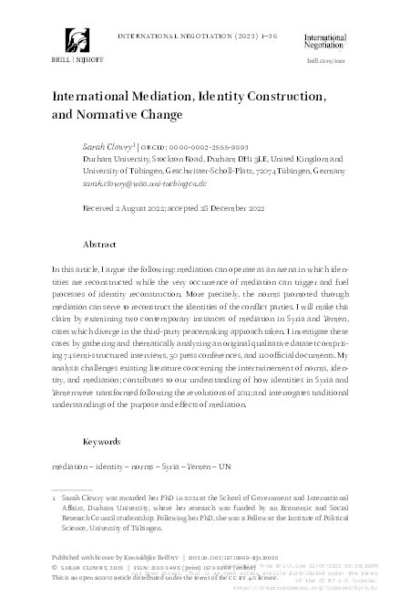 International Mediation, Identity Construction, and Normative Change Thumbnail