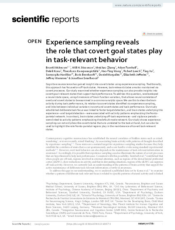 Experience sampling reveals the role that covert goal states play in task-relevant behavior Thumbnail