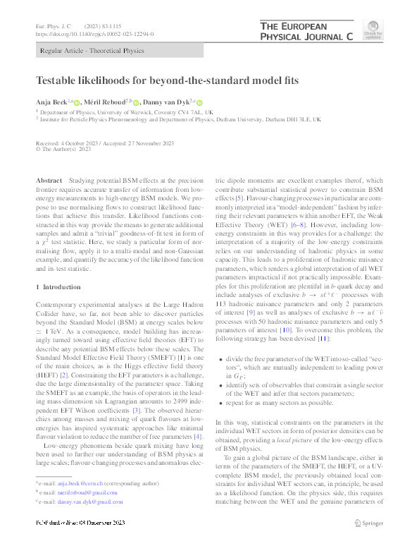 Testable likelihoods for beyond-the-standard model fits Thumbnail