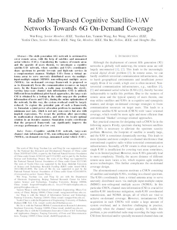Radio Map-Based Cognitive Satellite-UAV Networks Towards 6G On-Demand Coverage Thumbnail