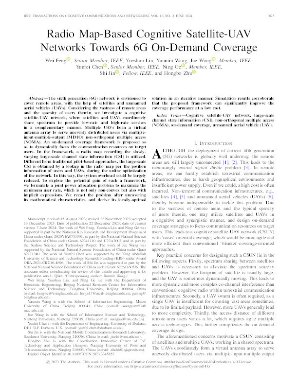 Radio Map-Based Cognitive Satellite-UAV Networks Towards 6G On-Demand Coverage Thumbnail