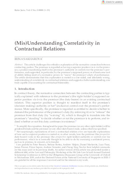 (Mis)Understanding Correlativity in Contractual Relations Thumbnail
