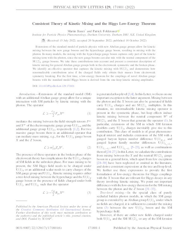 Consistent Theory of Kinetic Mixing and the Higgs Low-Energy Theorem Thumbnail