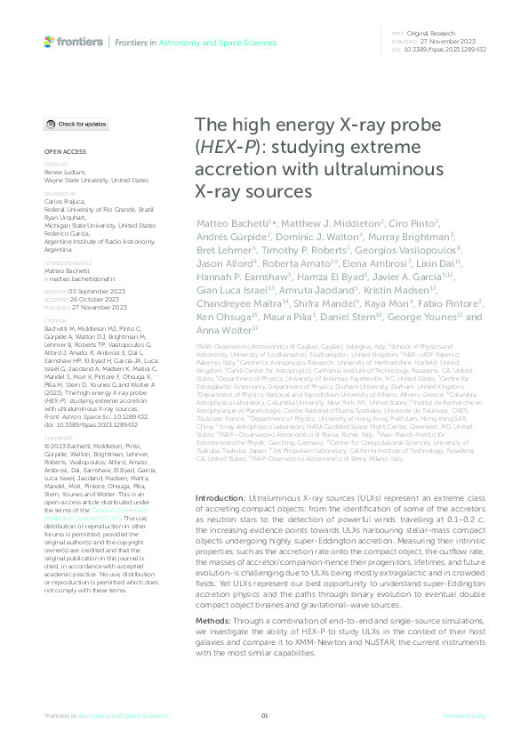 The high energy X-ray probe ( HEX-P ): studying extreme accretion with ultraluminous X-ray sources Thumbnail