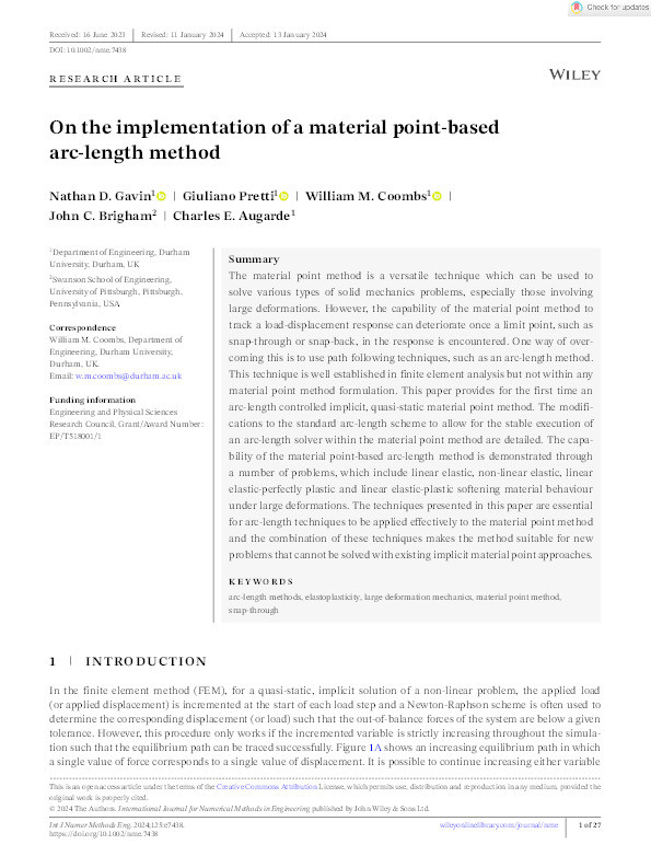 On the Implementation of a Material Point-Based Arc-Length Method Thumbnail