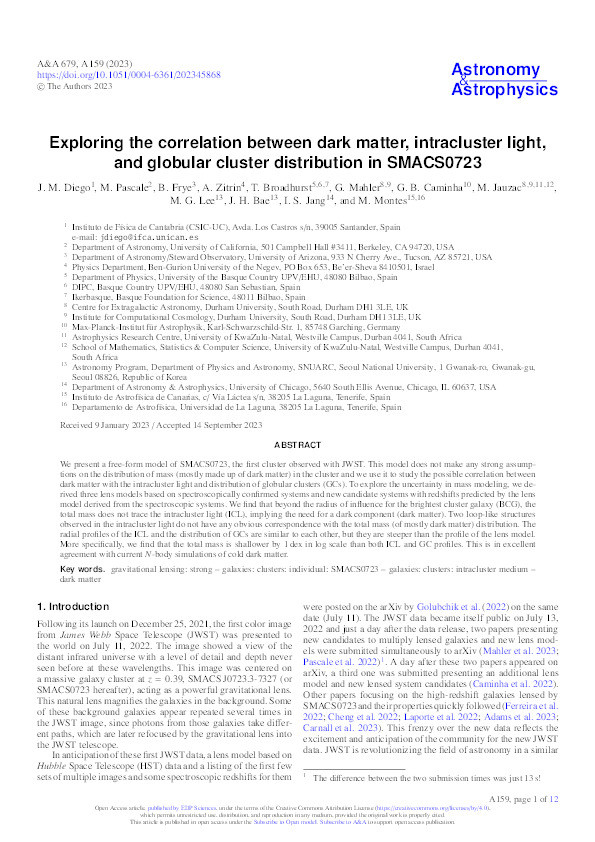 Exploring the correlation between dark matter, intracluster light, and globular cluster distribution in SMACS0723 Thumbnail