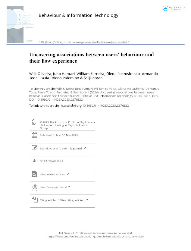 Uncovering associations between users' behaviour and their flow experience Thumbnail