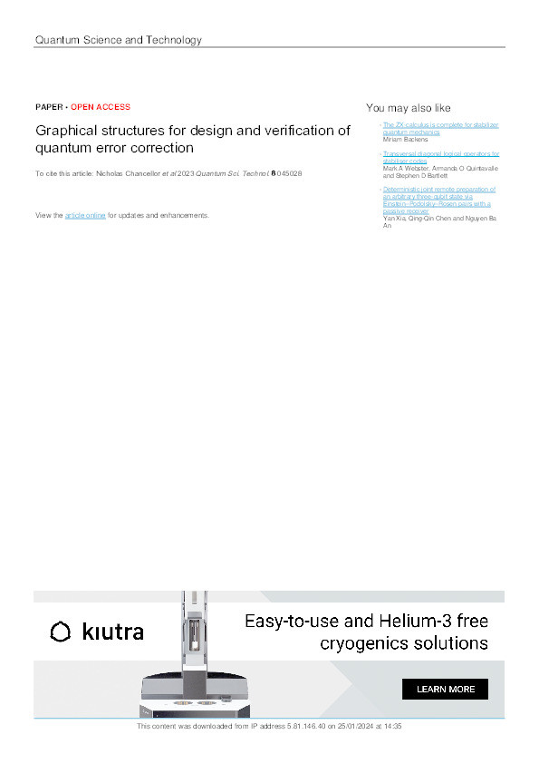 Graphical structures for design and verification of quantum error correction Thumbnail