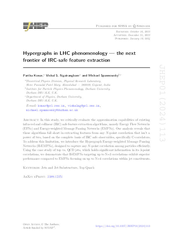 Hypergraphs in LHC phenomenology — the next frontier of IRC-safe feature extraction Thumbnail