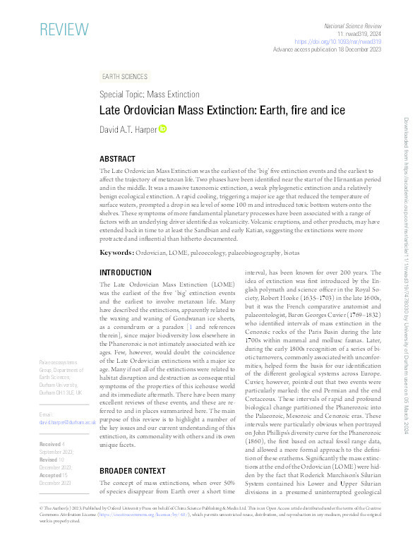 Late Ordovician Mass Extinction: Earth, fire and ice Thumbnail