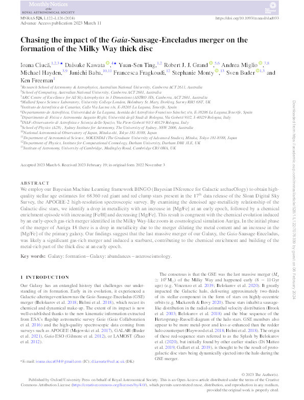 Chasing the impact of the Gaia-Sausage-Enceladus merger on the formation of the Milky Way thick disc Thumbnail