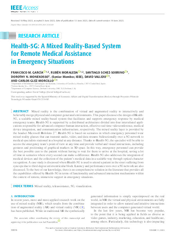 Health-5G: A Mixed Reality-Based System for Remote Medical Assistance in Emergency Situations Thumbnail