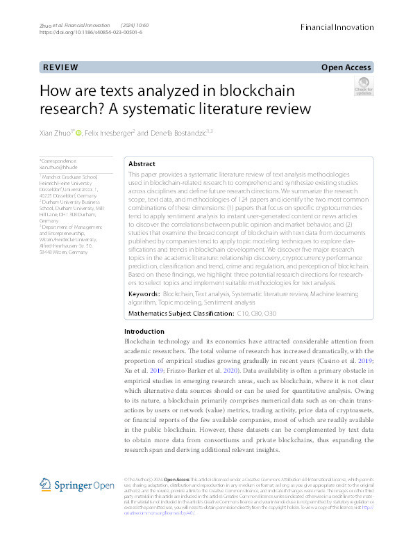 How are texts analyzed in blockchain research? A systematic literature review Thumbnail