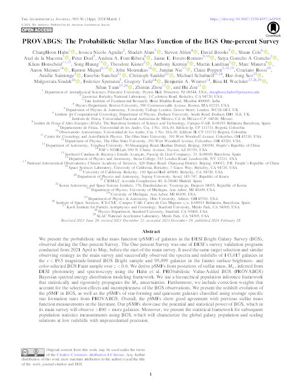 PROVABGS: The Probabilistic Stellar Mass Function of the BGS One-percent Survey Thumbnail