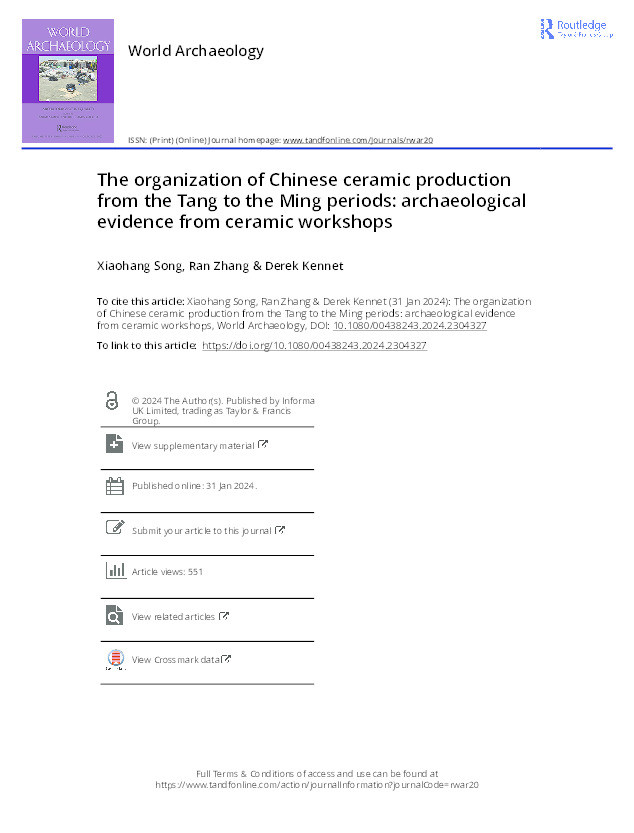 The organization of Chinese ceramic production from the Tang to the Ming periods: archaeological evidence from ceramic workshops Thumbnail