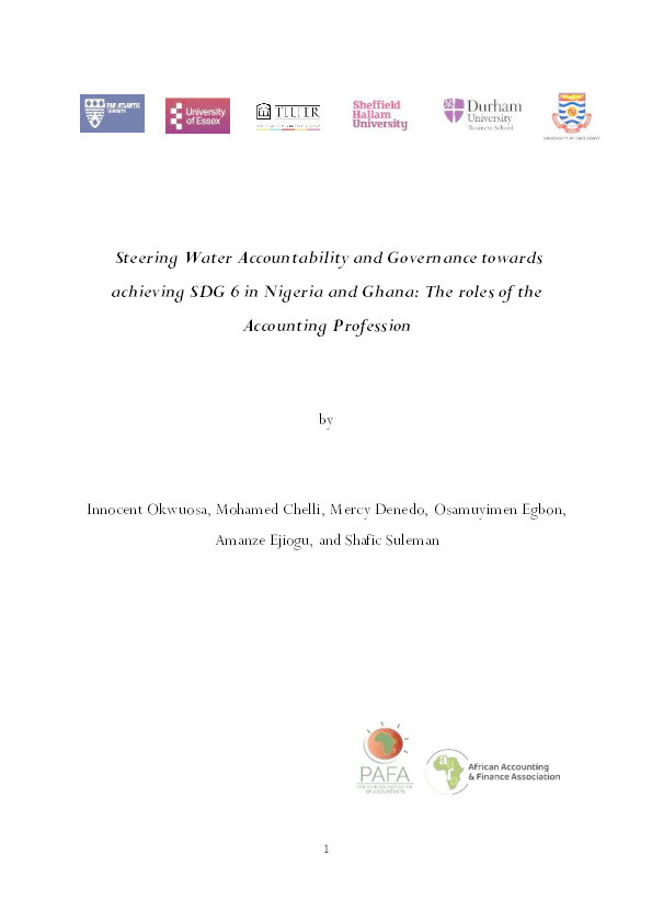 Steering Water Accountability and Governance towards achieving SDG 6 in Nigeria and Ghana: The roles of the Accounting Profession Thumbnail