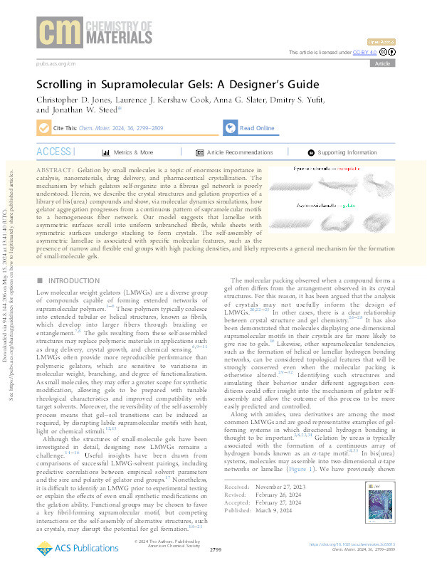 Scrolling in Supramolecular Gels: A Designer’s Guide Thumbnail