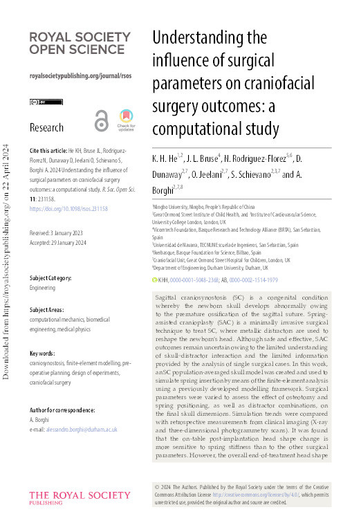 Understanding the influence of surgical parameters on craniofacial surgery outcomes: a computational study Thumbnail