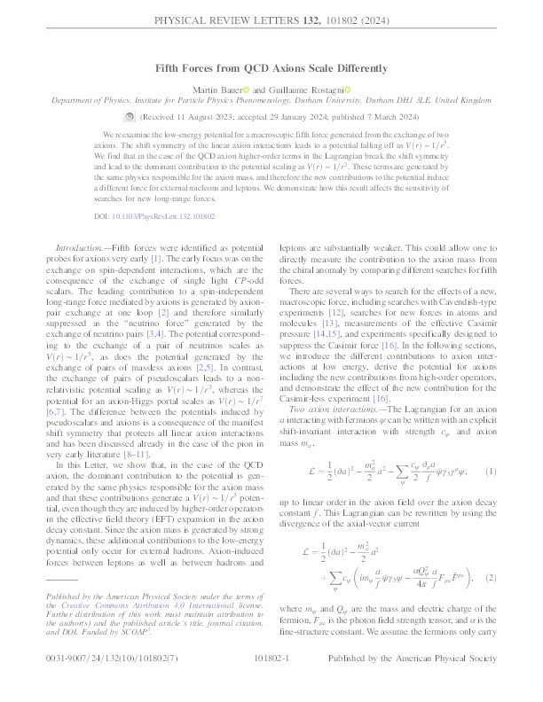 Fifth Forces from QCD Axions Scale Differently. Thumbnail