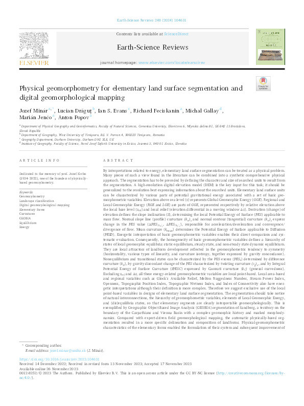Physical geomorphometry for elementary land surface segmentation and digital geomorphological mapping Thumbnail