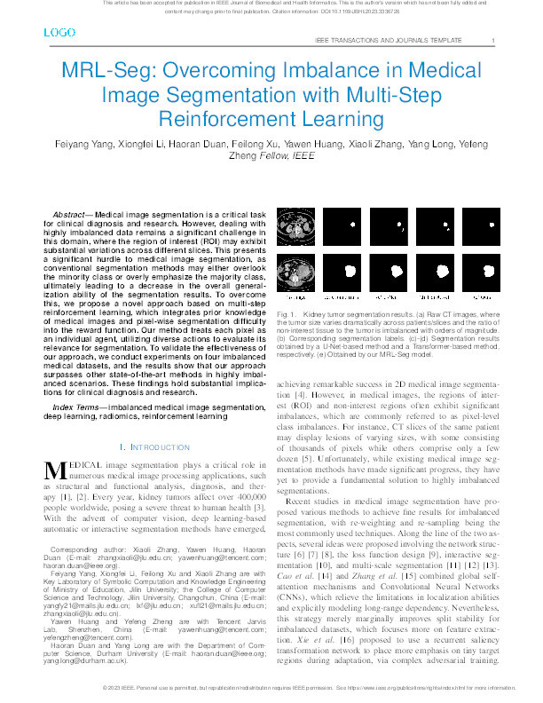 MRL-Seg: Overcoming Imbalance in Medical Image Segmentation With Multi-Step Reinforcement Learning Thumbnail