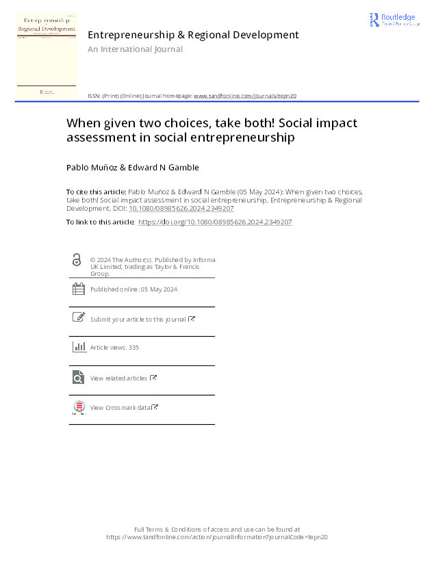 When given two choices, take both! Social impact assessment in social entrepreneurship Thumbnail
