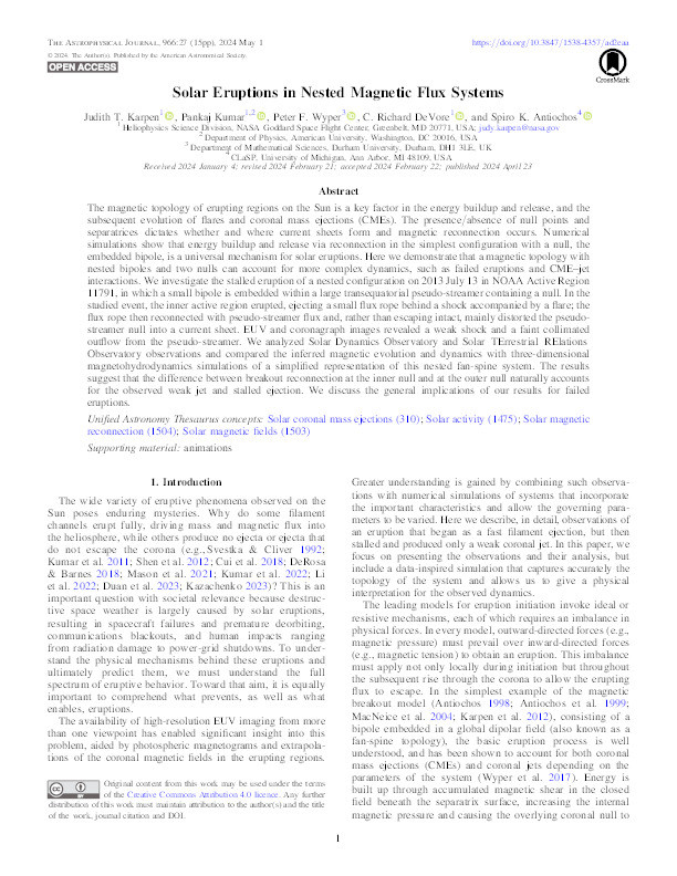 Solar Eruptions in Nested Magnetic Flux Systems Thumbnail