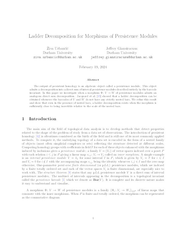 Ladder Decomposition for Morphisms of Persistence Modules Thumbnail