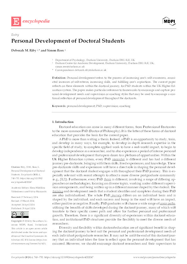 Personal Development of Doctoral Students Thumbnail