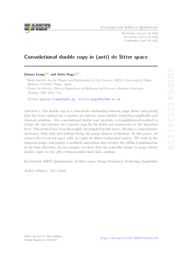 Convolutional double copy in (anti) de Sitter space Thumbnail