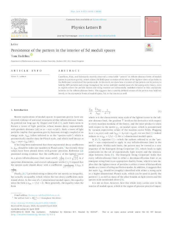 Persistence of the pattern in the interior of 5d moduli spaces Thumbnail