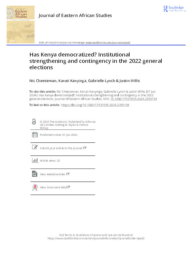 Has Kenya Democratized? Institutional strengthening and contingency in the 2022 general elections Thumbnail
