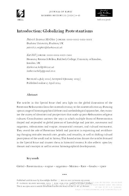 Introduction: Globalizing Protestantisms Thumbnail