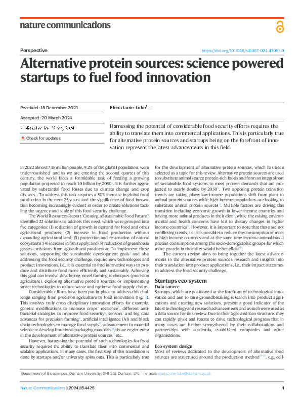 Alternative protein sources: science powered startups to fuel food innovation Thumbnail