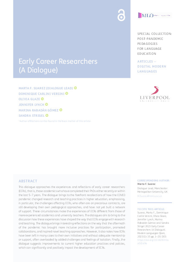 Early Career Researchers (A Dialogue) Thumbnail