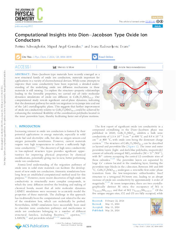 Computational Insights into Dion–Jacobson Type Oxide Ion Conductors Thumbnail