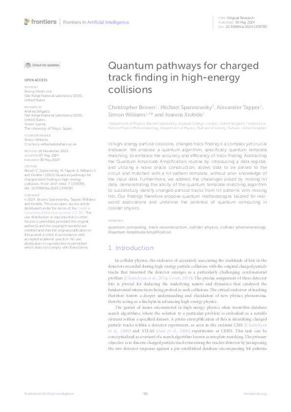 Quantum pathways for charged track finding in high-energy collisions Thumbnail