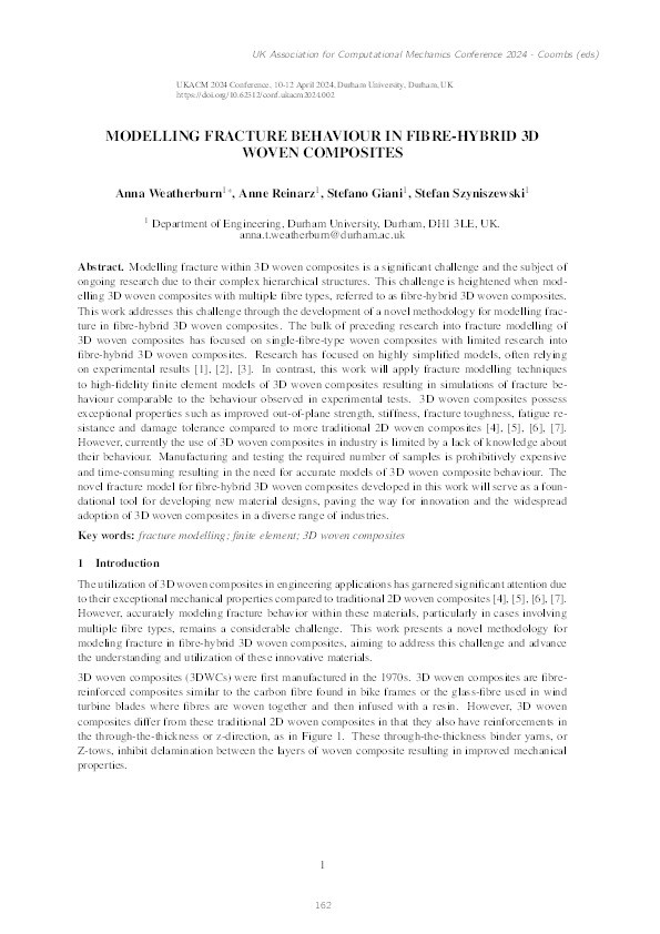 Modelling Fracture Behaviour in Fibre-Hybrid 3D Woven Composites Thumbnail