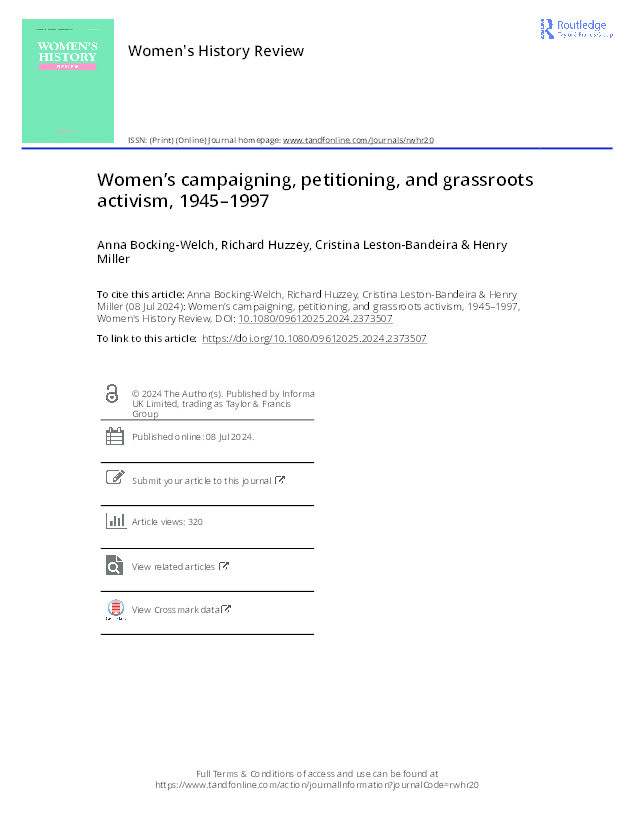 Women’s Campaigning, Petitioning, and Grassroots Activism, 1945-1997 Thumbnail