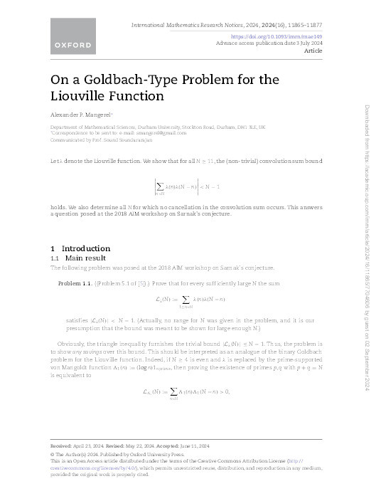 A Goldbach-type problem for the Liouville function Thumbnail