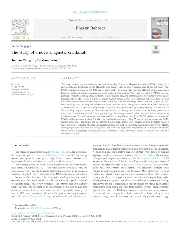 The study of a novel magnetic crankshaft Thumbnail