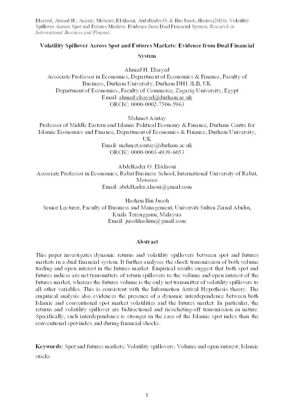 Volatility Spillover Across Spot and Futures Markets: Evidence from Dual Financial System Thumbnail