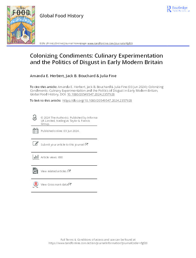 Colonizing Condiments: Culinary Experimentation and the Politics of Disgust in Early Modern Britain Thumbnail